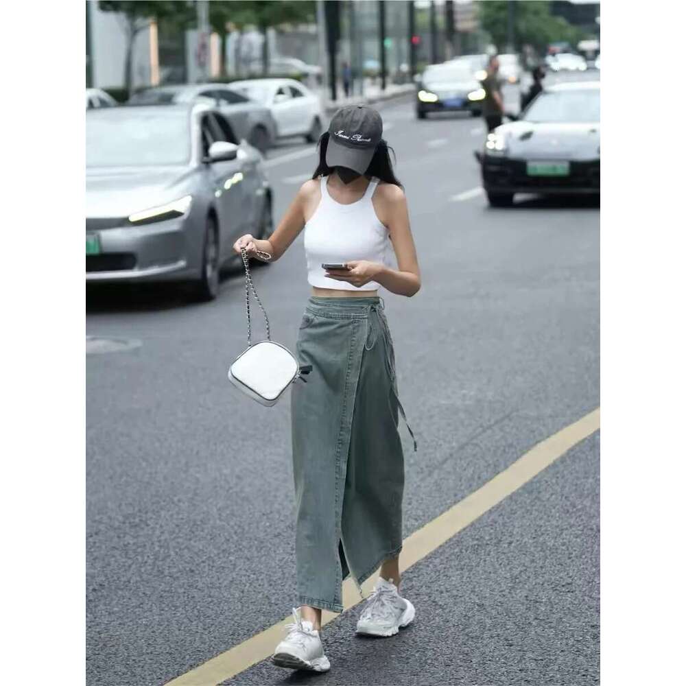 Women Long Denim Y2k 2000S Haruku Korean 90S Fashion Vintage Gradient A-E Jean Skirt Grunge Clothes