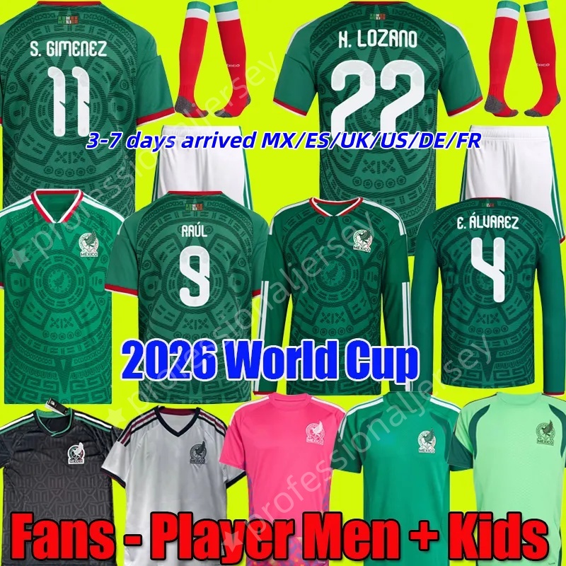 Mexico jersey 2026 World Cup Home away Kit soccer jerseys A. VEGA C. HUERTA L. ROMO RAUL football shirts men kids kit set Third goalkeeper training uniform women