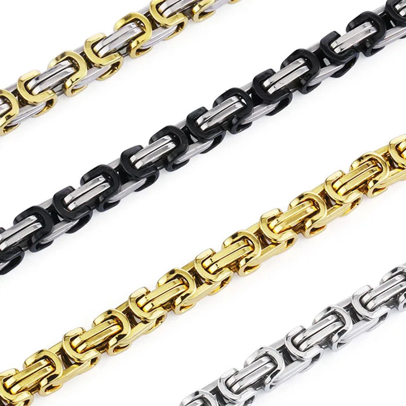 Men Stainless Steel Link Chains Necklace Multicolor Byzantine Strong Heavy Long Chain Necklaces Hip Hop man Punk Jewelry 251110