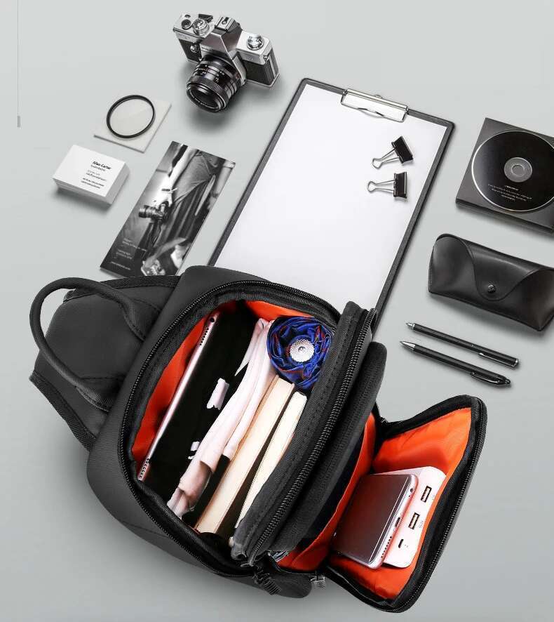 SWISS Men's Fashion Chest Multifunctional Waterproof Shoulder Sports Crossbody Nylon Handbags Usb Bag Sg Pack