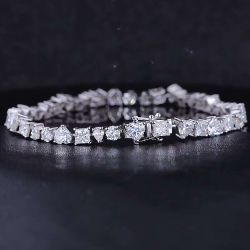 Starsgem 14k White/yellow/rose Gold 3-4mm Round Moissanite Tennis Bracelet Chain