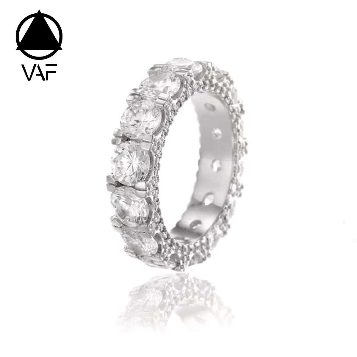 VAF High End 3A Zirconia Pave Ring Iced Out Moissanite Eternity Engagement Cubic Zirconium Ring for Men Women