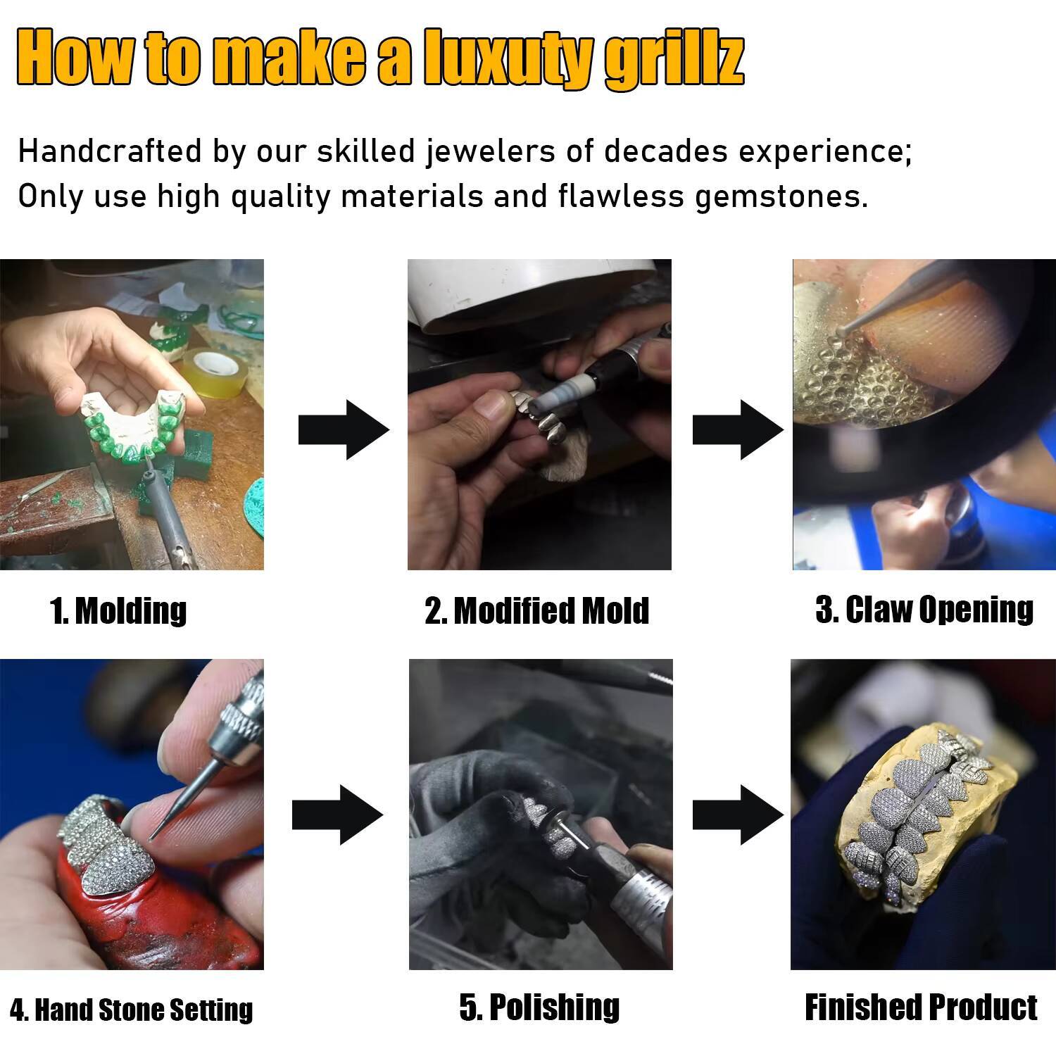 Fine Jewelry Customized Party Rapper Accessories Top 10 Bottom 10 Hybrid VVS Lab Created Moissanite Diamond Grillz for Tooth