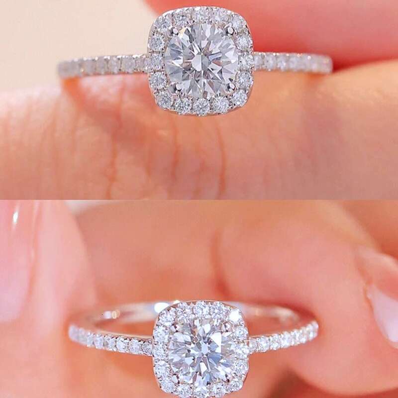 GRA Various Zircon Classic Shining Rings for Women Engagement Wedding Real 925 Sterling Silver Luxury High Quality Fine Jewelry