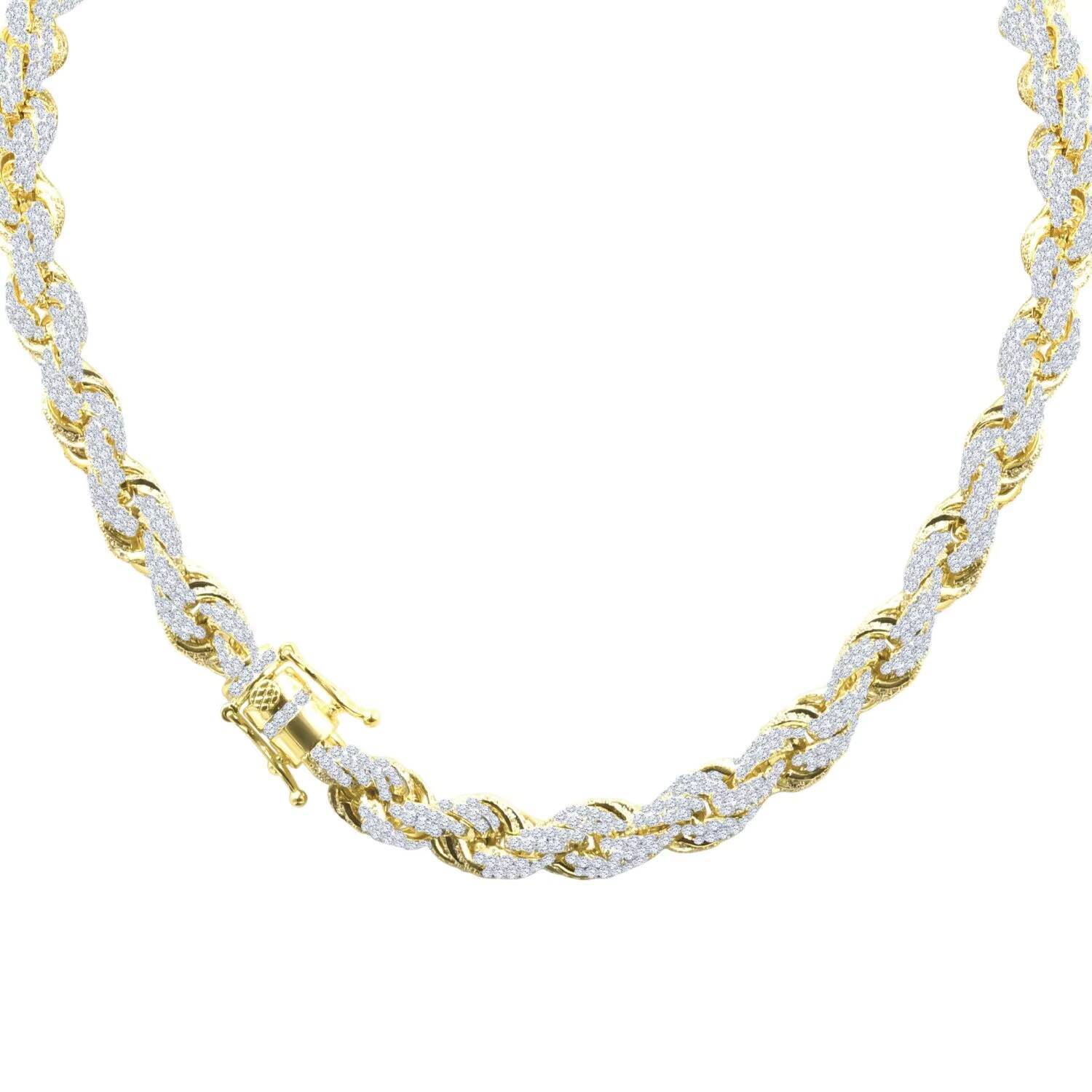 KIBO Gems 925 Sterling Silver 10mm Hiphop Chain Iced Out Bling VVS Moissanite Gold Rope Chain Necklace