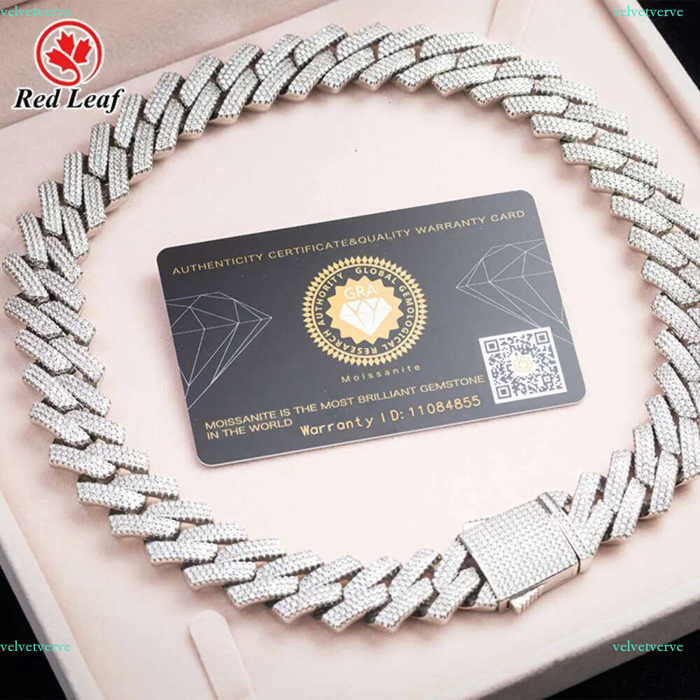 Designer Jewelry Popular k Chain Hip Hop 14mm 15mm 20mm D VVS1 Round Brilliant Cut Pass Dia Tester Moissanite Cuban Necklace Men for