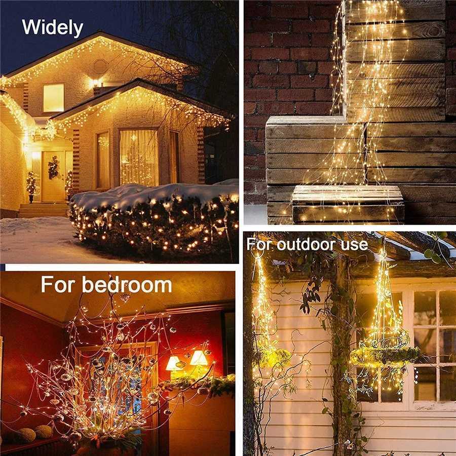 New 100/200LED Copper Wire Tree Vine Waterfall String Lights DIY Christmas Garland Fairy Lights for Party Wedding Holiday Decor M251113