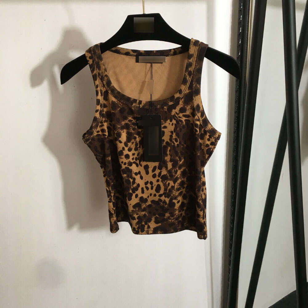 2025 hot selling new women's leopard letter print slim fit pure cotton camisole vest top