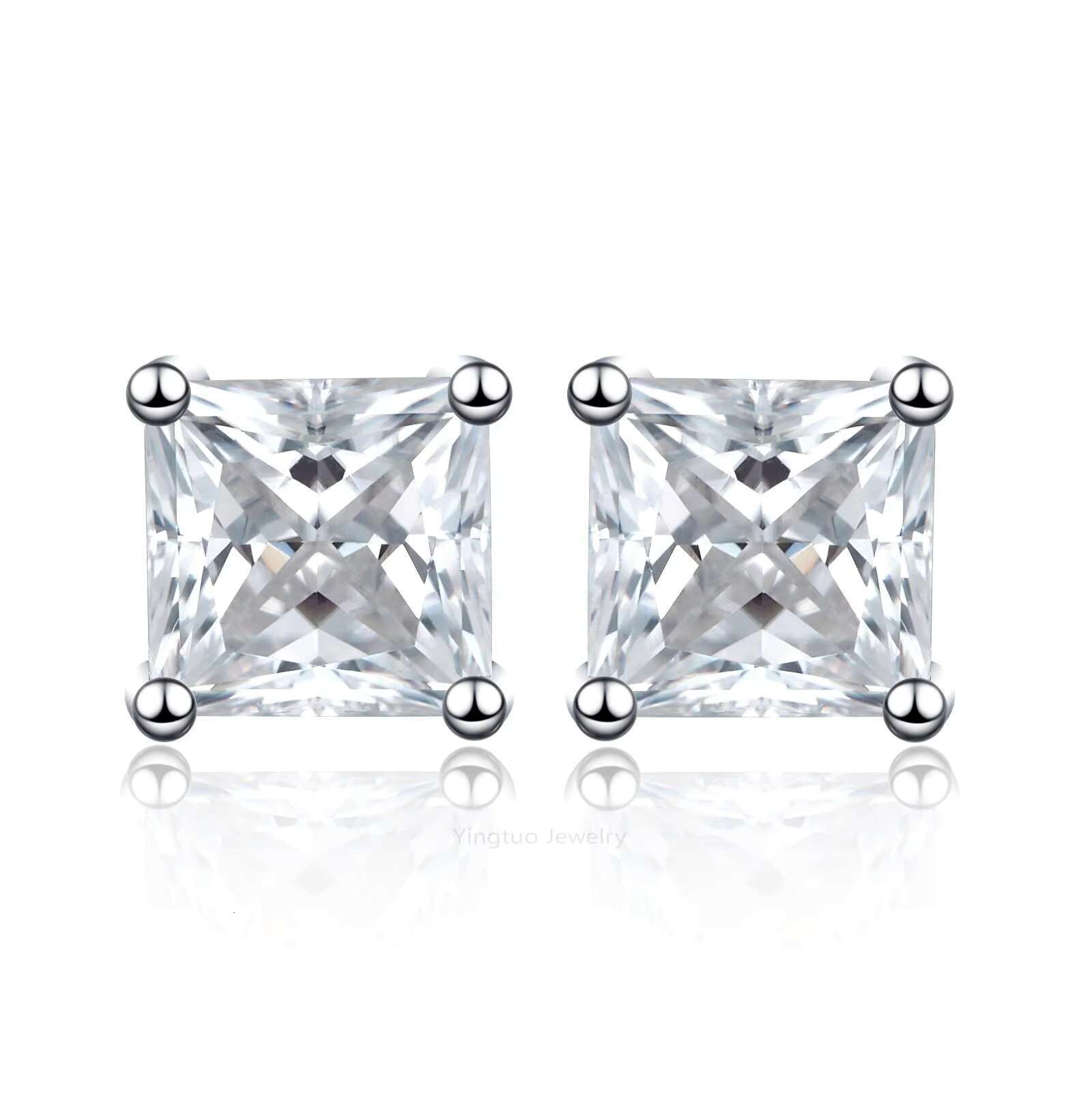 Good Price 18K Four Claws Silver Stud Ladies Round Brilliant Cut Moissanite Earrings S925 3mm/4mm/5mm Moissanite Jewelry