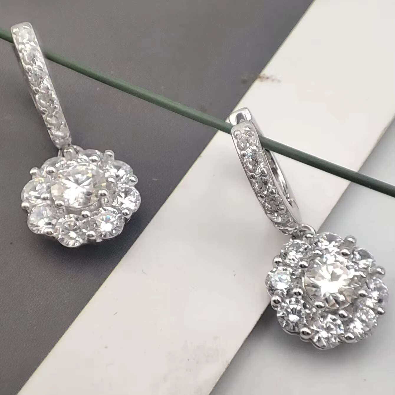 Womens Round Brilliant Cut 05 Carat Moissanite Drop Earrings S925 Sterling Sparkling Diamond Wedding Jewelry