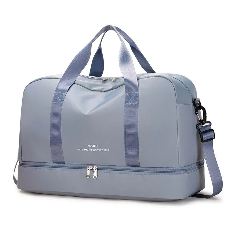 Travel Waterproof Duffel Gym Tote Bag Weekender Carry on Overnight for Women with Trolley Sleeve Wet Pocket250403