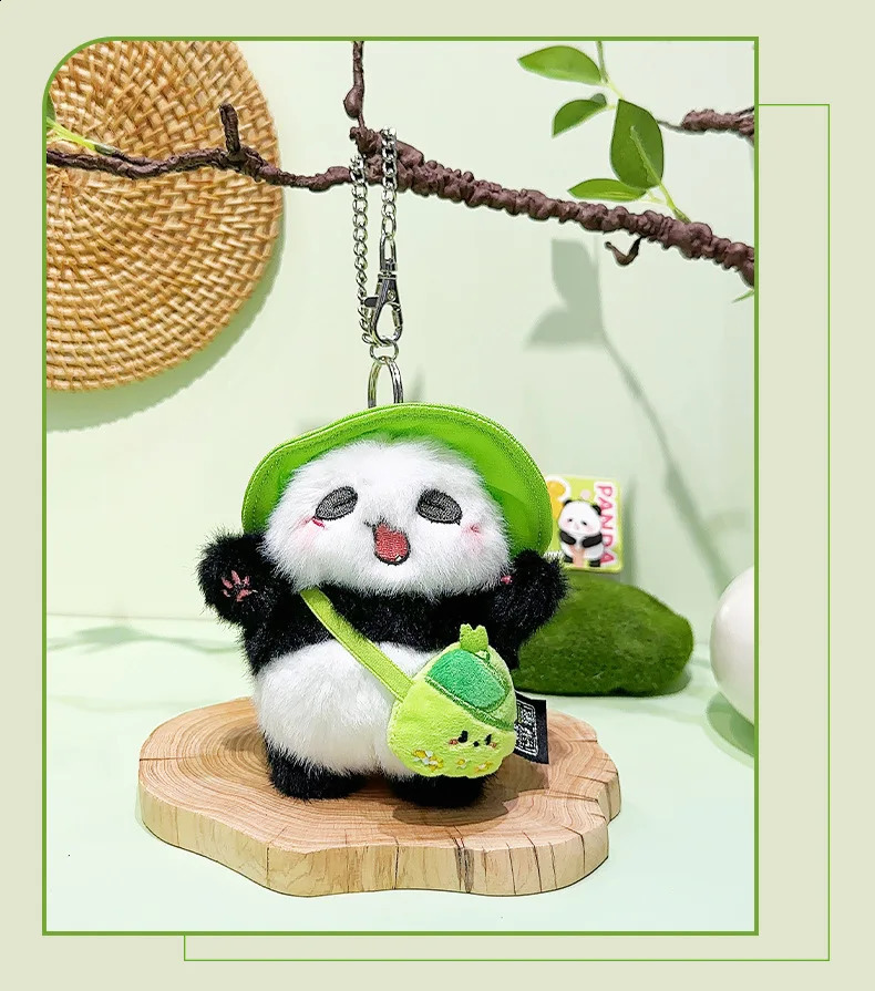 Plush Cartoon Keychain Pendant Ink Blue Panda Backpack Style Fun Small Decoration and Ideal Gift 250410