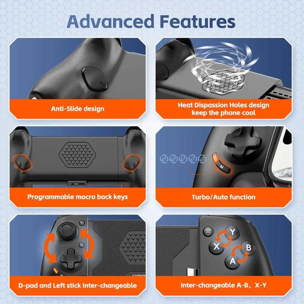 Stretchable Mobile Game Controller for iPhone Android PC Wireless Phone Controller USB-C Plug and Play Gaming Contro T1V1 H251113