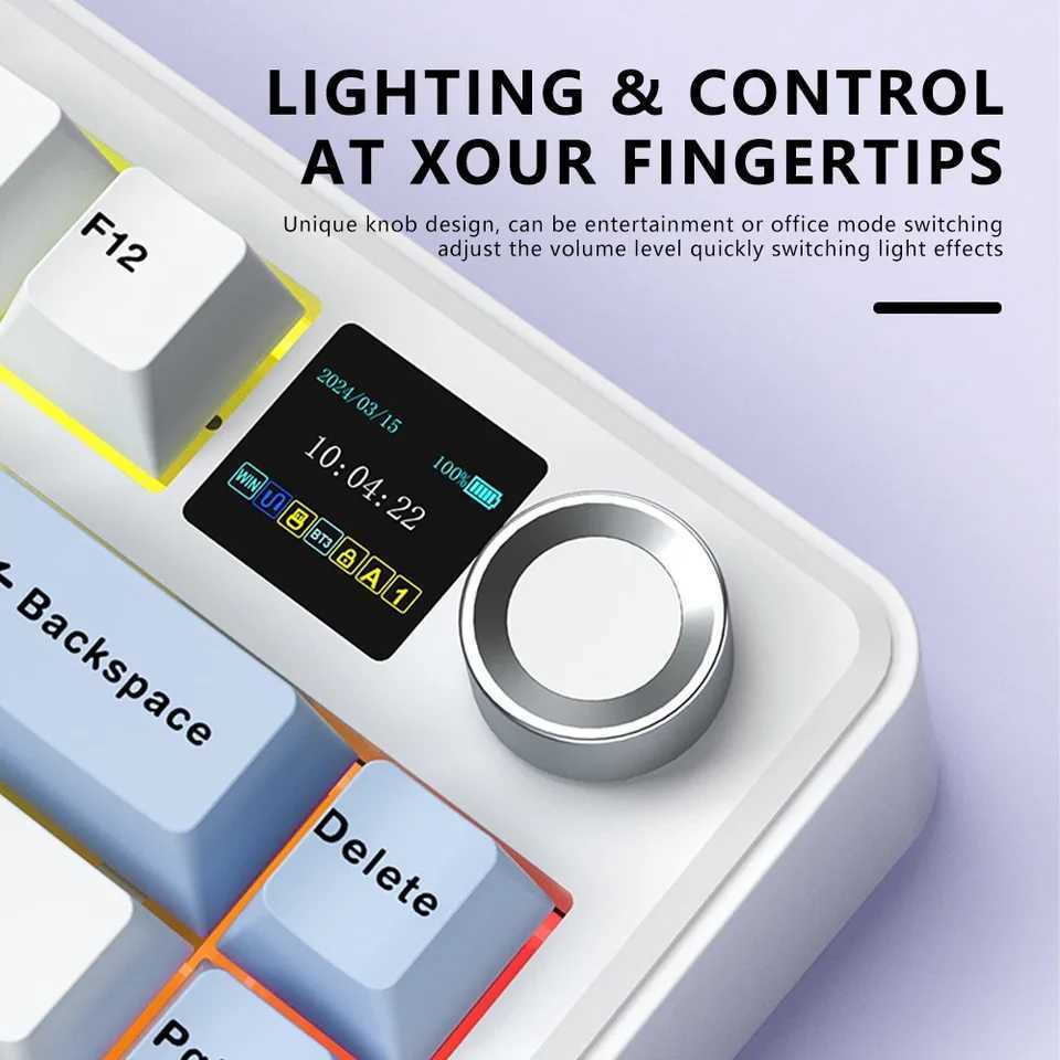 AULA F75 MAX Gaming Mechanical Keyboard 75 Wired/Bluetooth/24G Hot-Swap RGB E-sports Keyboard with TFT Screen for PC/Mac L251113