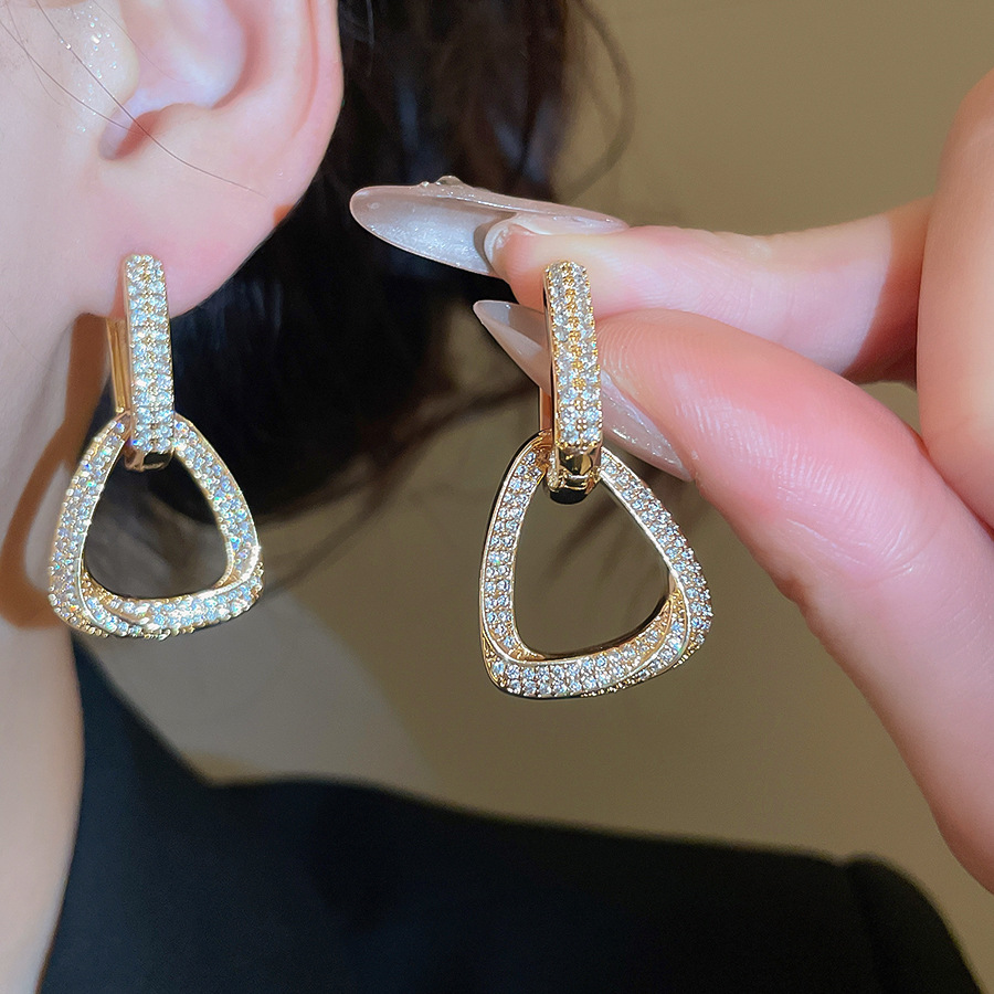 Elegant Real Gold Coated Zirconium Earrings Chic Designer Accessory - view 4