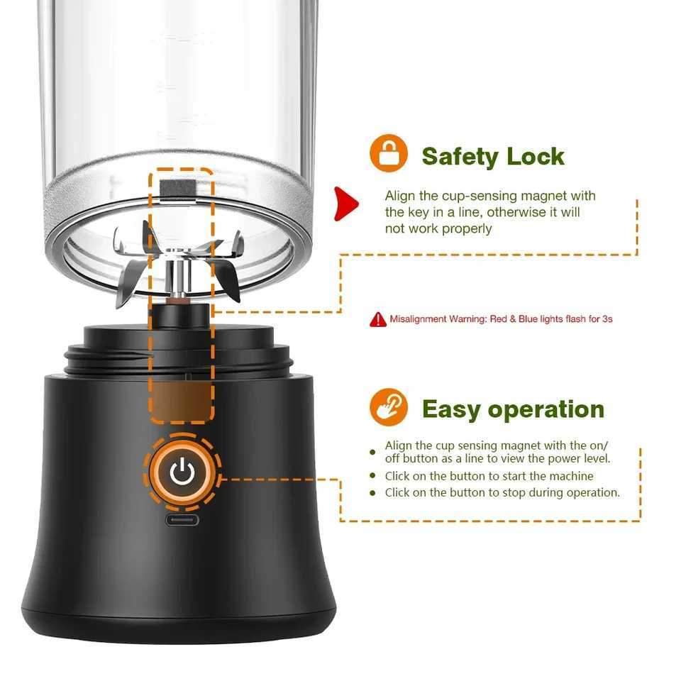 Foombthe Portable Blender Electric Juicer 500ML Fruit Mixers USB Rechargeable Smoothie Mini Blender Multifunction Juice Maker C251113