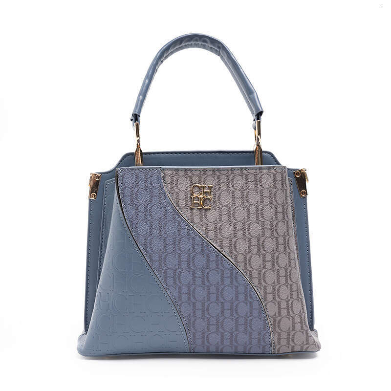 CHHC Premium Women's Box Bag With Letter PVC Flower Splicing, Versatile Large Capacity, Single Shoulder, Diagonal Cross, Portable And Dual-Use