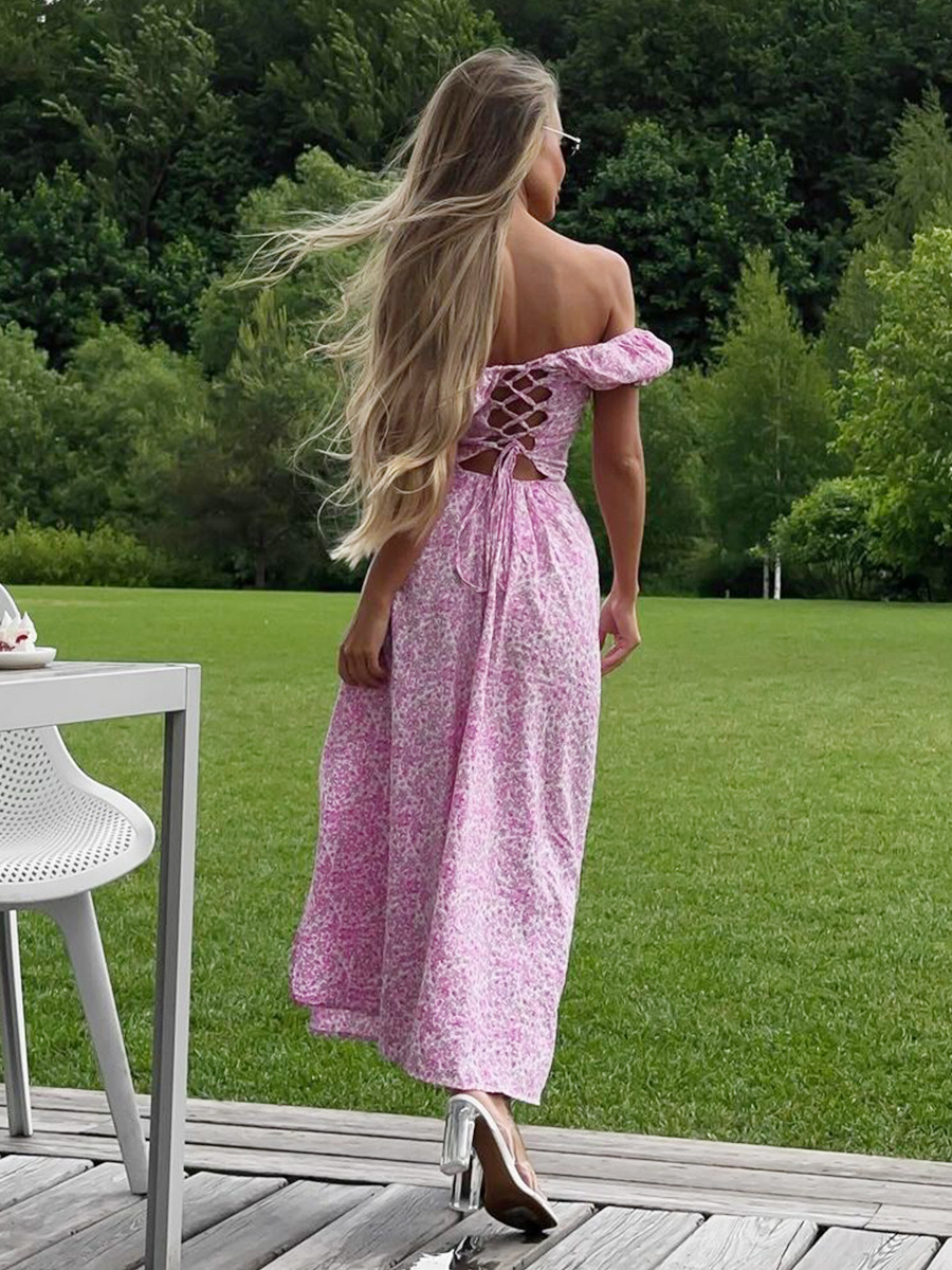 C410Long dress European and American 2025 summer new sexy slit slim temperament long dress