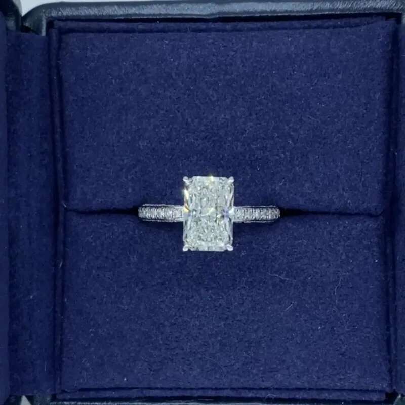 14K White Gold Radiant Cut Lab Grown Diamond Engagement Ring 2 Carat DEF VS CVD HPHT Lab Diamond Engagement Ring Halo Rings IGI