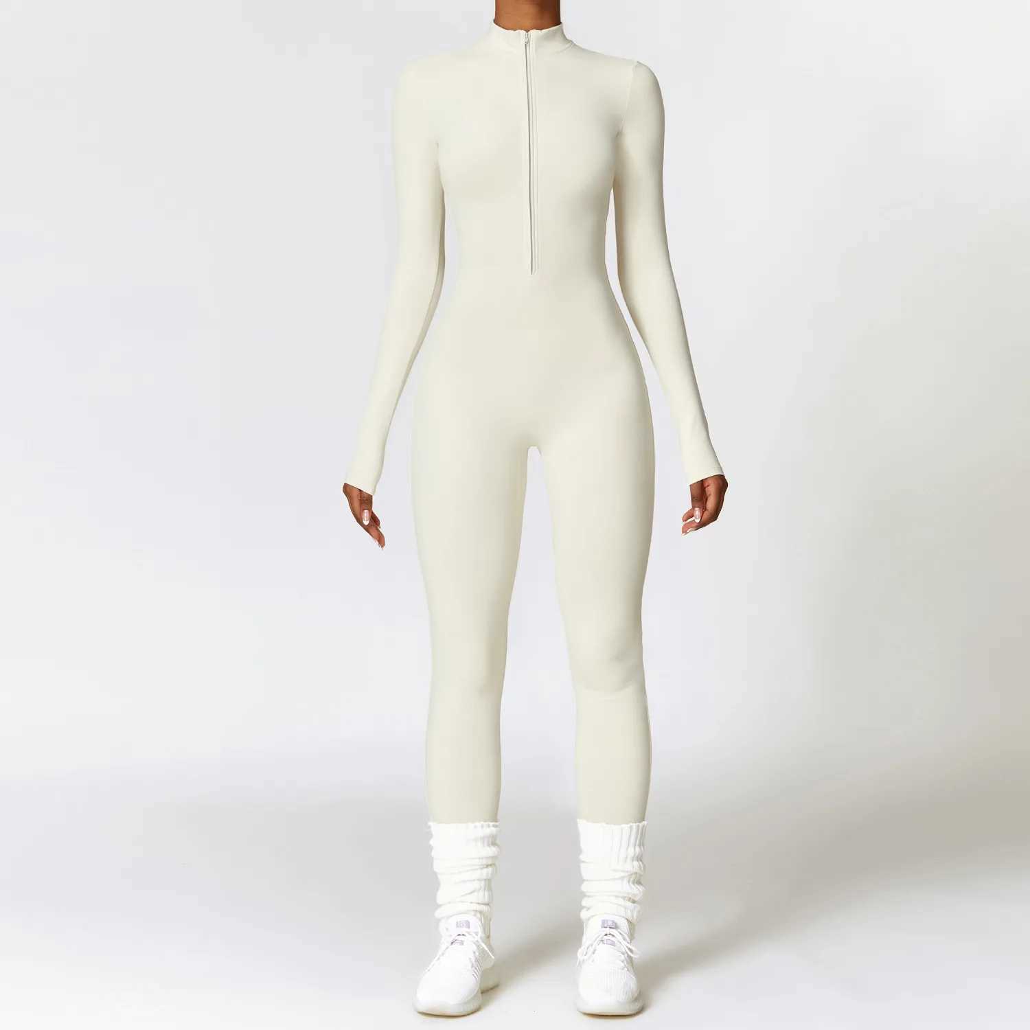 Zipper Yoga Rompers Long Sleeved One-piece Womens Sportswear Gym Jumpsuits Workout High-intensity Fitness Skin-tight Garment J251112