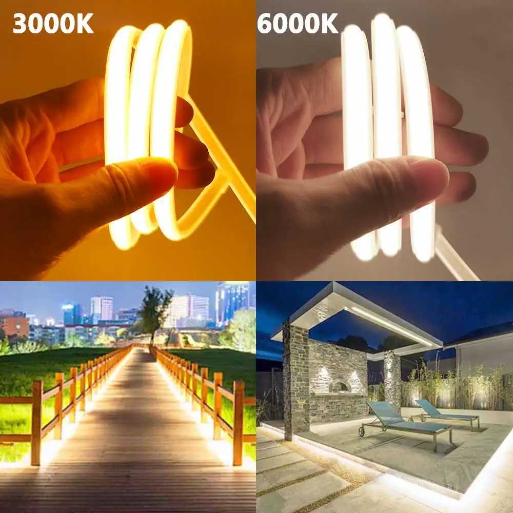24V COB Solar Neon Light Strips Solar Flexible Lights Waterproof IP68 Warm White 1m 2m 3m 4m 5m LED Strip For Garden Decoration W251112