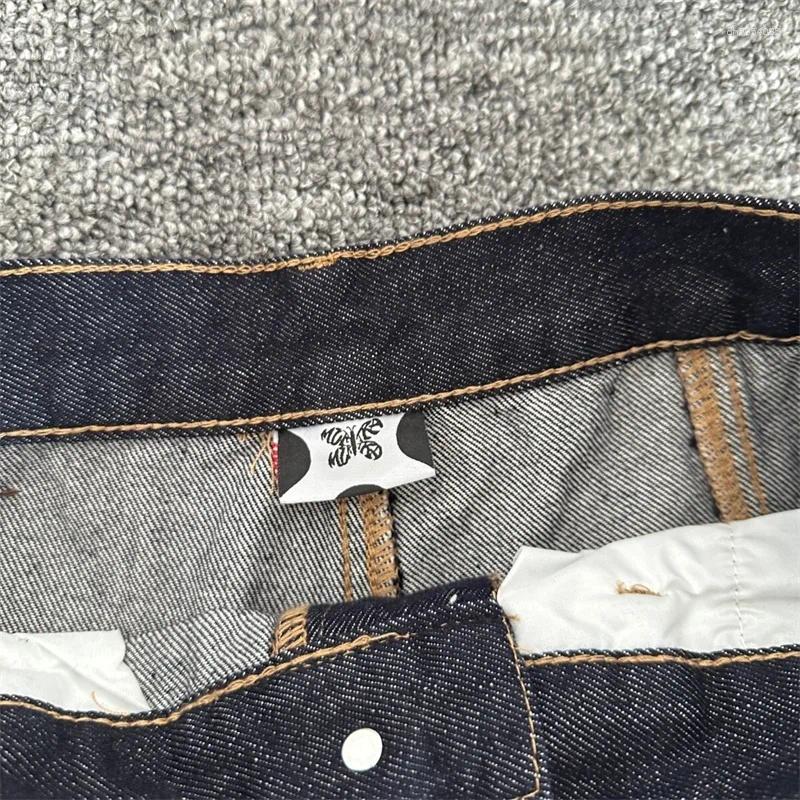 Men's Jeans Embroidered Men Women 1:1 Quality Streetwear Navy Blue Oversized Denim Shorts