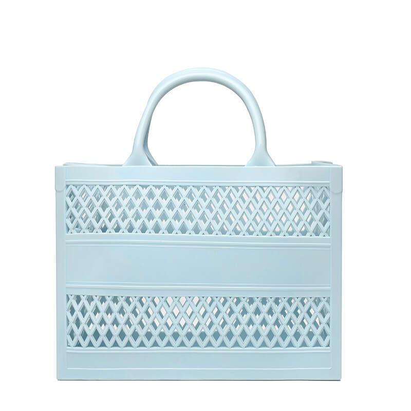 Trendy PVC Barbie Jelly ins Large Capacity Storage Hollow Beach Bag Shopping Basket Handheld