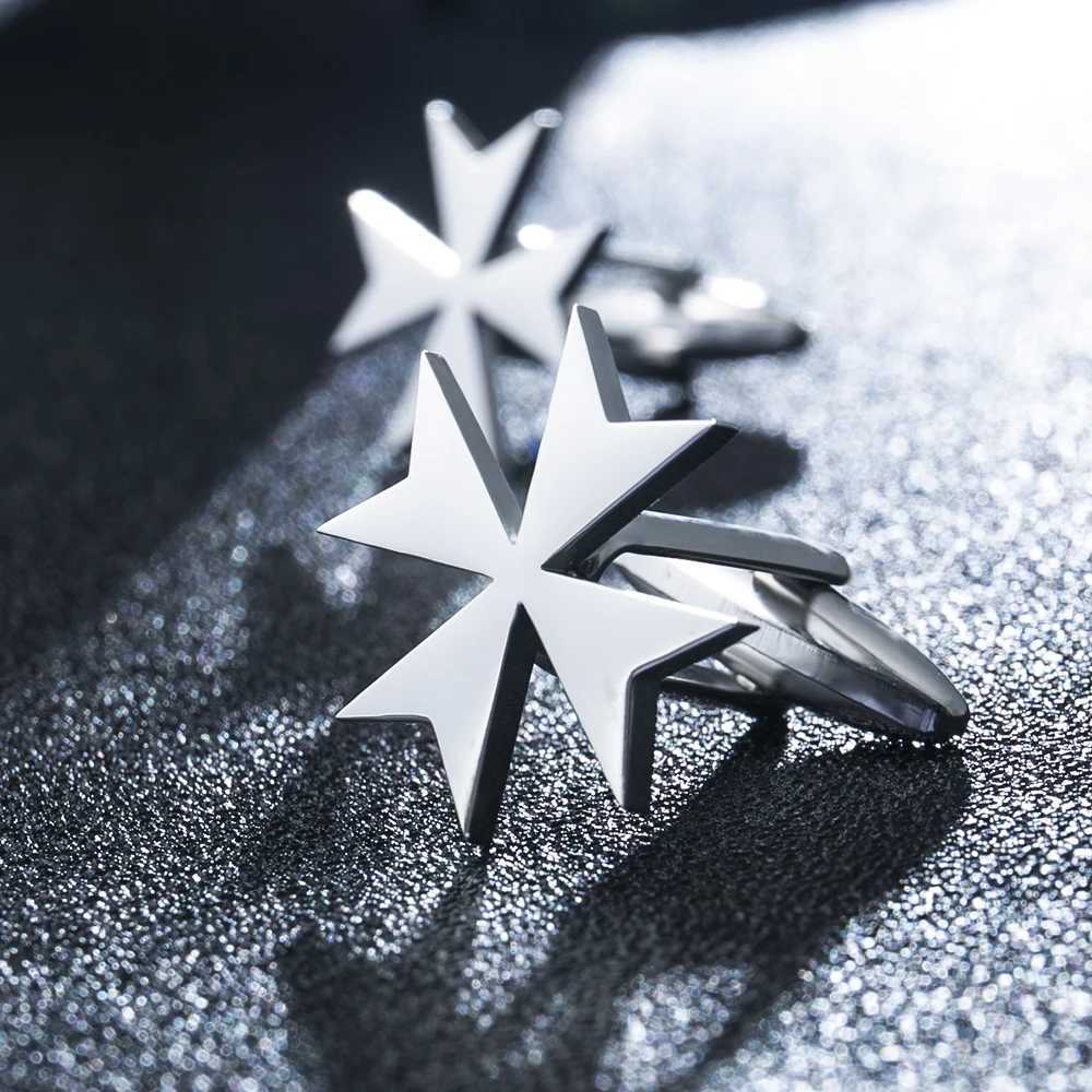 Classic Maltese cufflinks mens stainless steel cross talisman cufflinks fashionable wedding jewelry groom Fathers Day giftT250412