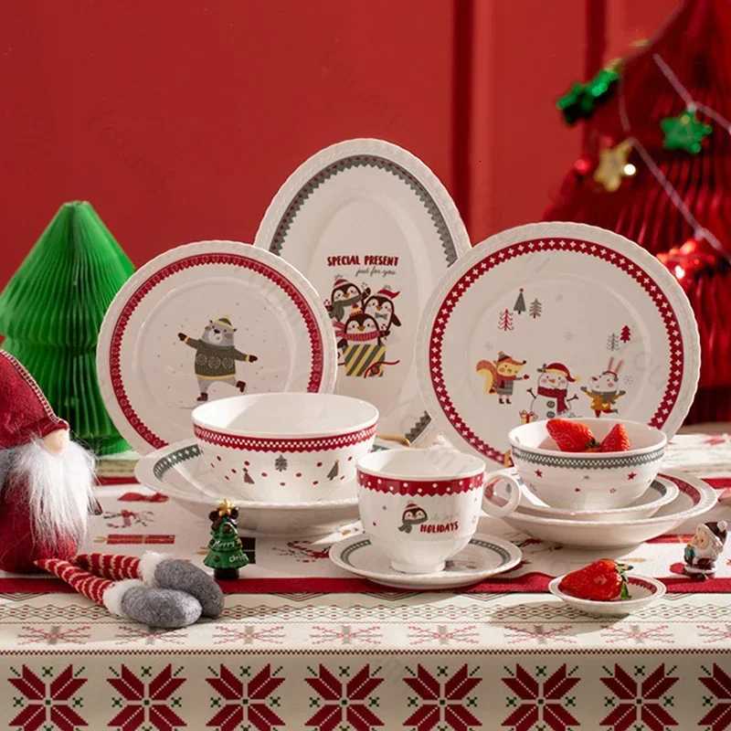 Christmas Exquisite Christmas Ceramic Plates Home Fruits Dessert Plate Delicious Dishes Salad Dining Plate Cute Rice Bowls Y251113