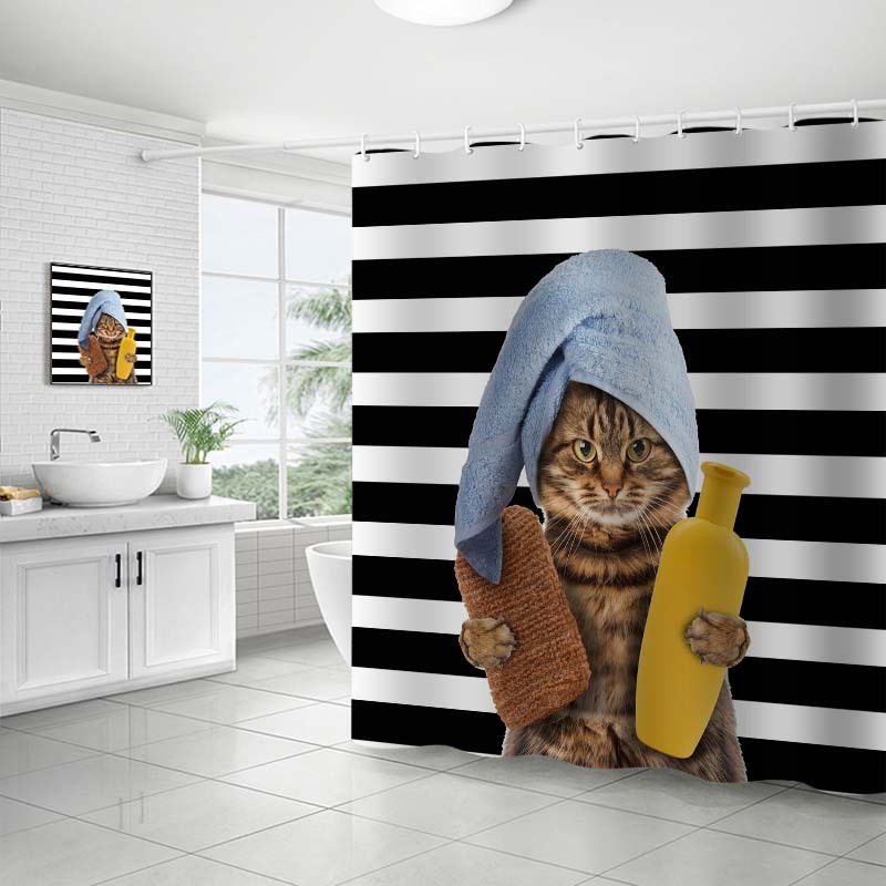 YL-37705 Customized 3D High-Definition Digital Printed Polyester Waterproof and Mildew-Proof Shower Curtain Set