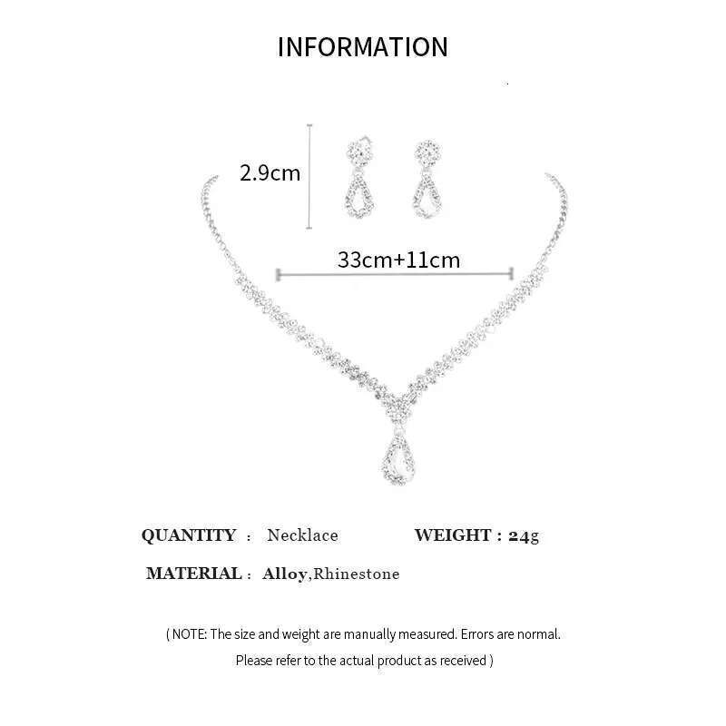 Sparkg Rhie Necklace Drop Earrings For Women Geometric Water Droplet Pendant Necklaces Wedding Bride Jewelry Sets