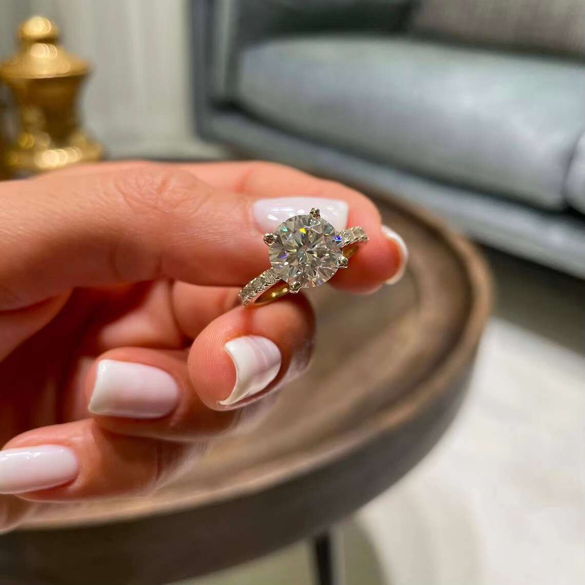 Luxurious Jewelry 925 Silver 3ct VVS Moissanite Engagement Ring