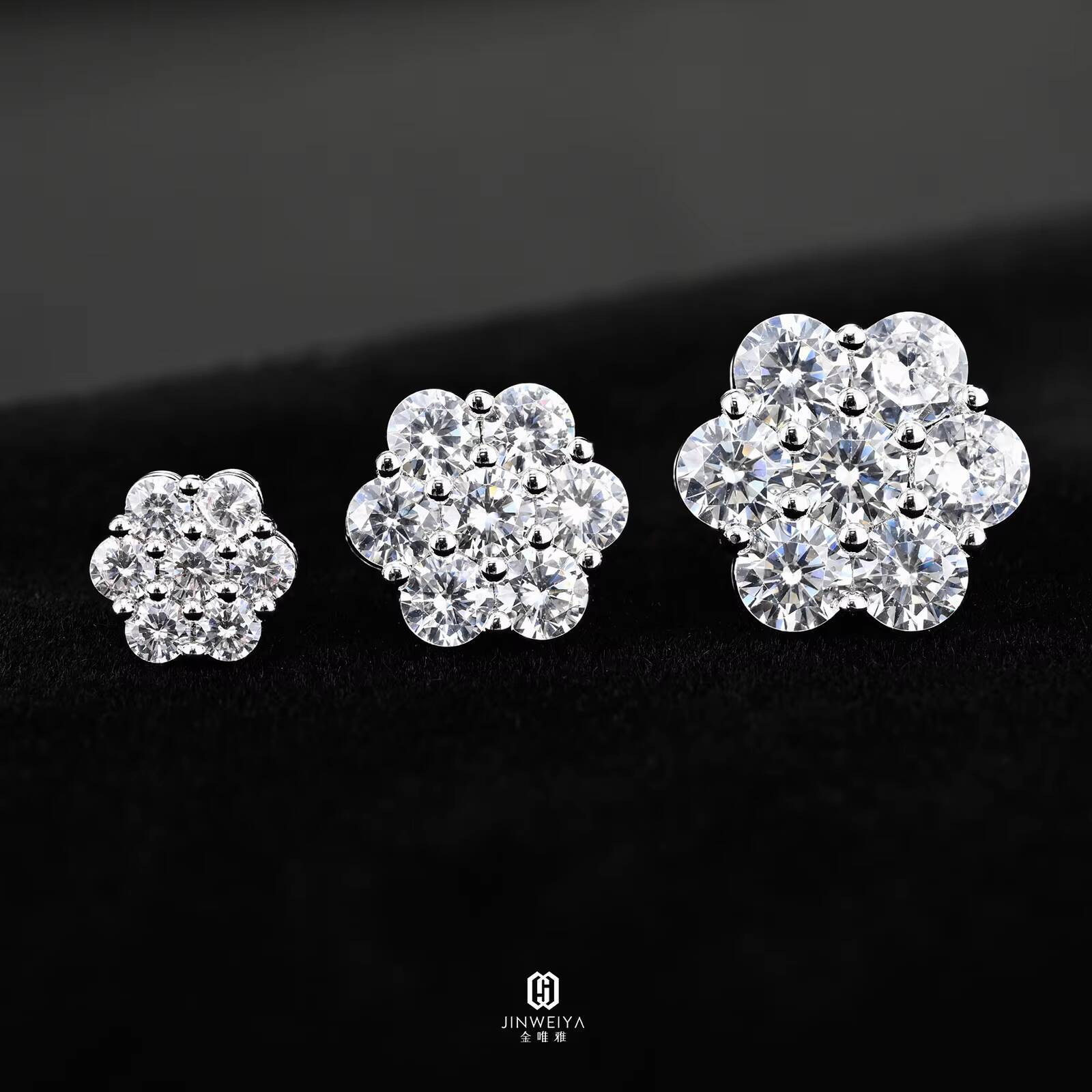 Hiphop Jewelry 925 Sterling Silver Iced Out VVS Moissanite Stud Screw Back Earrings Multisize Flower Cluster Earrings