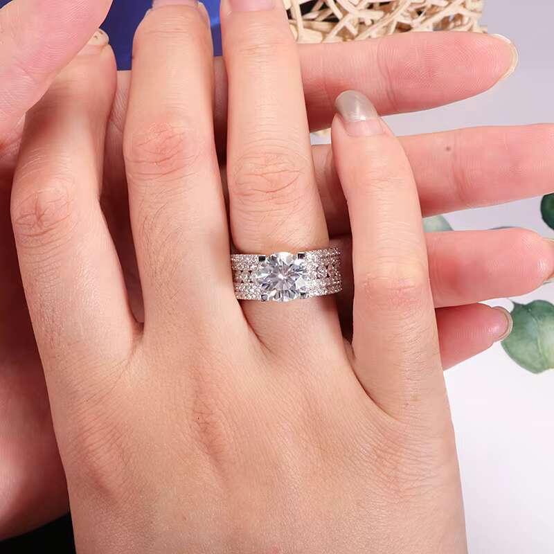Luxury 3 CT Wedding Rings Moissanite Diamond Ring 18k White Gold Solid Ring for Women