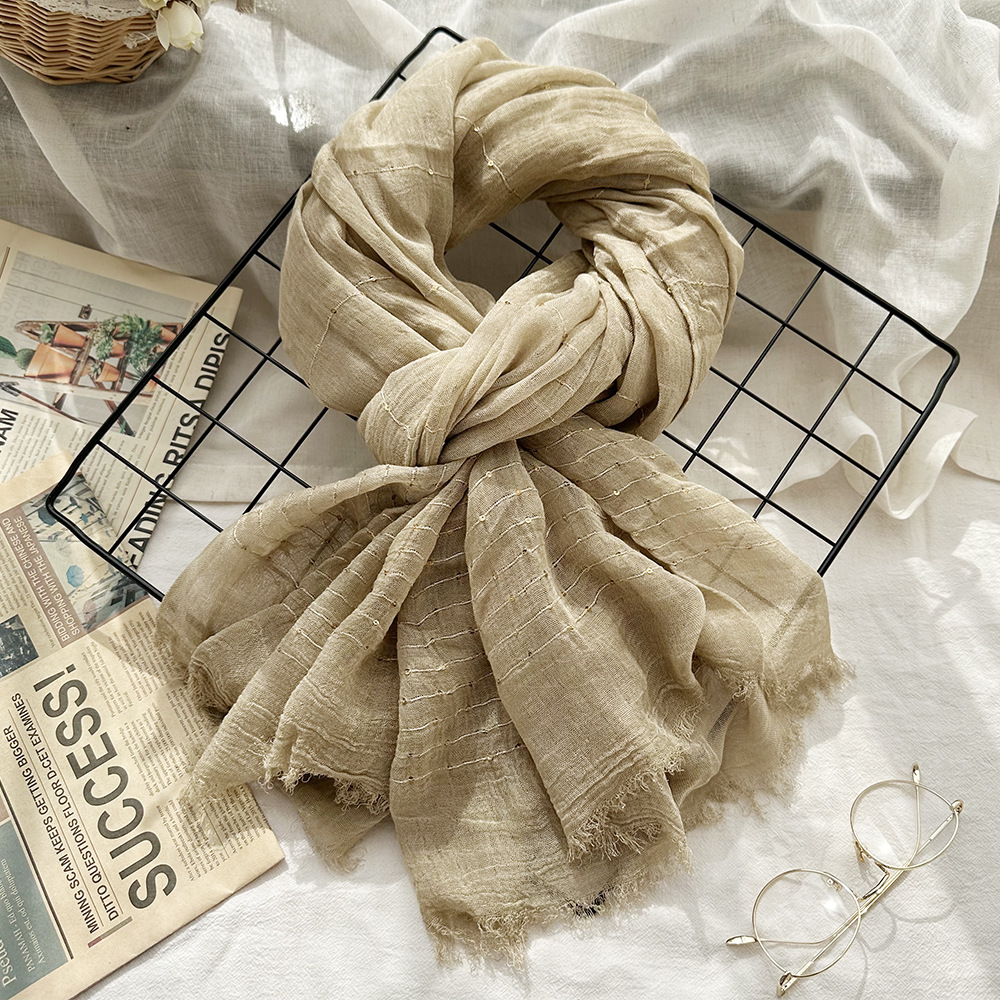 K376 Foreign trade source sequined rayon solid color scarf female cross-border scarf dirty dyed muslim rectangular headscarf wholesale