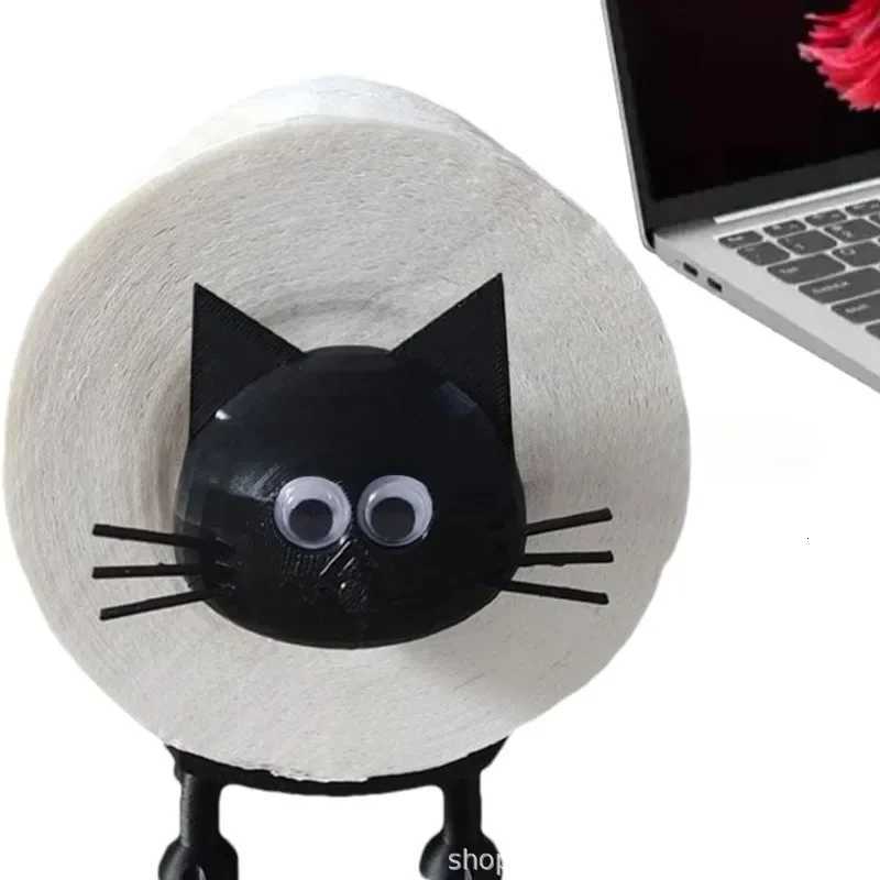 1pc Funny Cat Toilet Roll Holder standing 3D Printed Black Sheep Loo Roll Holder Self-adhesive Plastic Bathro Set Y251112