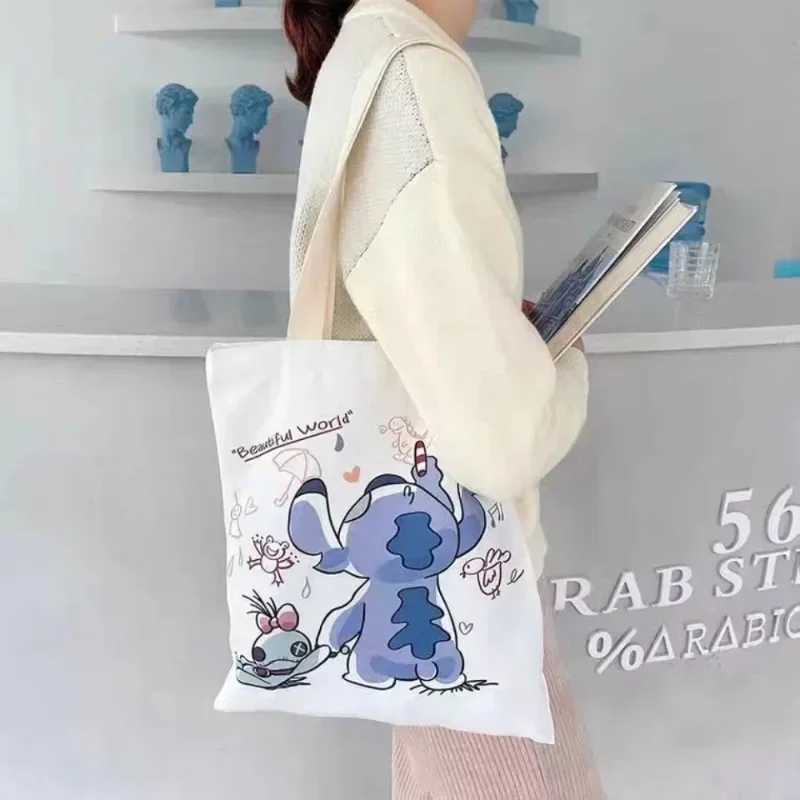 Disney Splicing Bag Cross Body Bag STITCH Cartoon Periphery Cute Canvas Bag Shoulder Bag Lilo and Baby Same Shopping BagXJ250412