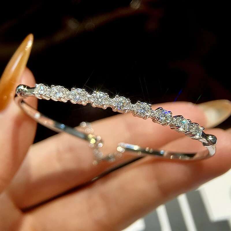 GRA Dazzling Certified Moissanite Diamond Dating Bracelet For Women Bangle Real 925 Sterling Silver Top Quality Fine Jewelry