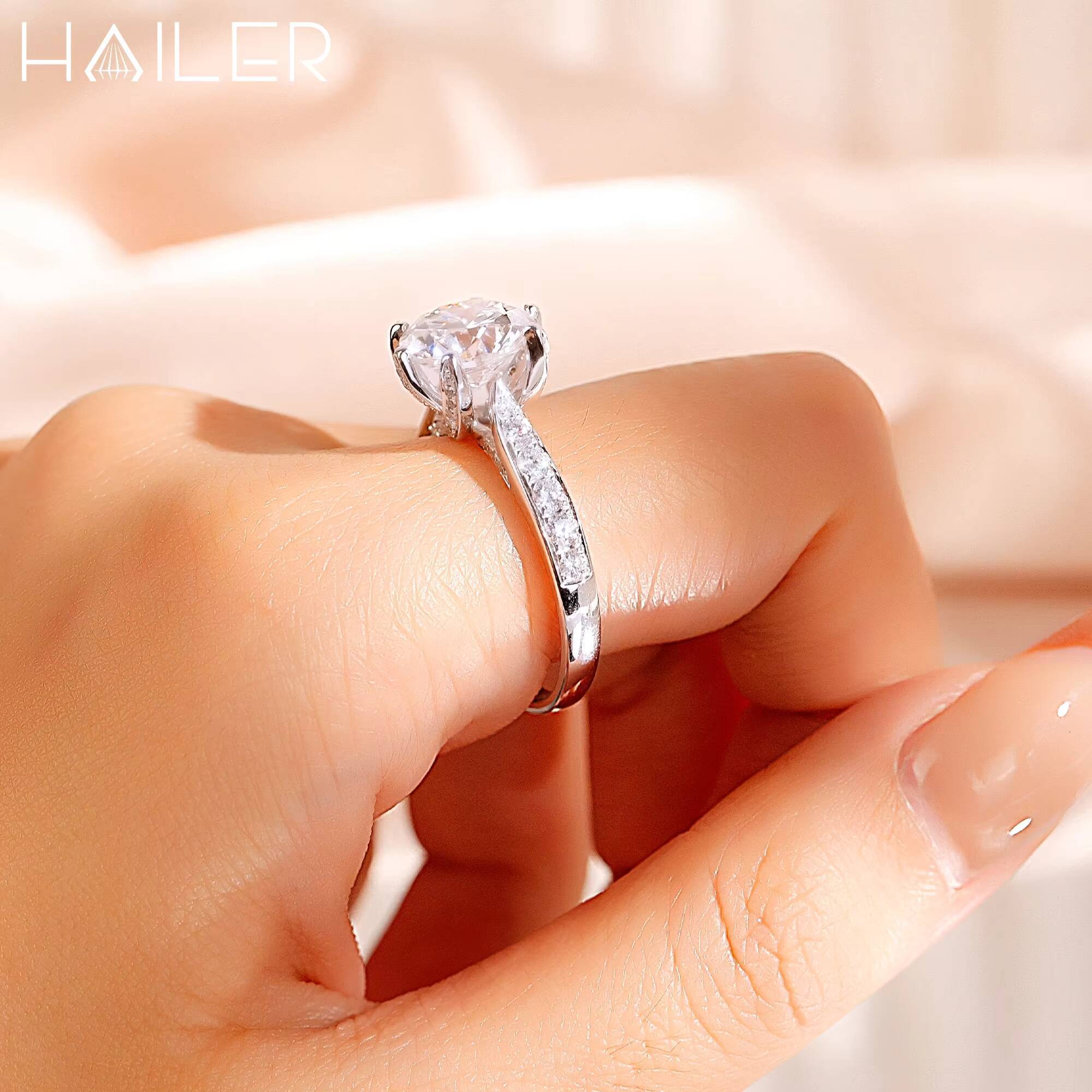 Elegant Women 3Ct Lab Diamond Engagement Ring Cvd Diamond Ring 18K Gold Wedding Ring