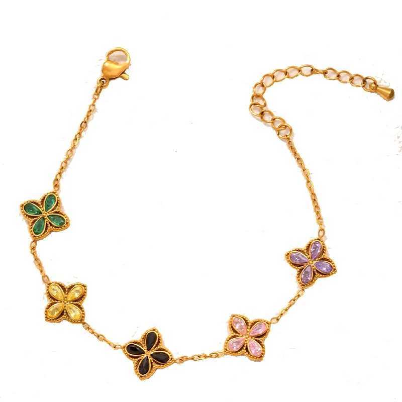 Luxury 18k Gold Plated Four-Leaf Clover Bracelet for Women Stainless Steel Lucky Charm Chain Jewelry - Trendy Non-Fading Bijoux Y251112 Z260313