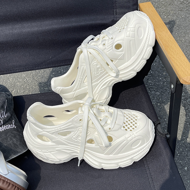 New Platform Women Casual Shoes Summer Breathable Hollow Out beach shoes Height Increasing Anti Slip Couple Versatile Shoes