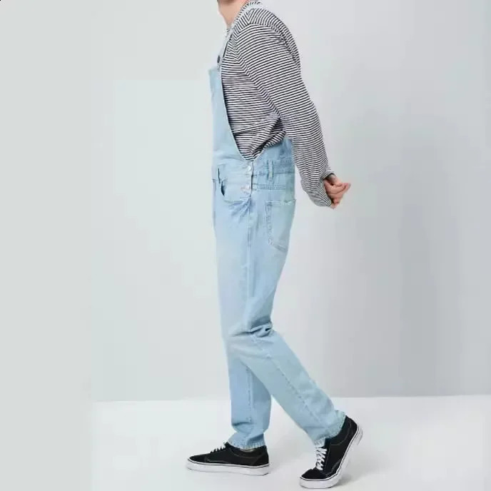 Cross border mens denim jumpsuit with jeans pants tank top sleeves and enhanced colors featuring a punk n for wear 250407