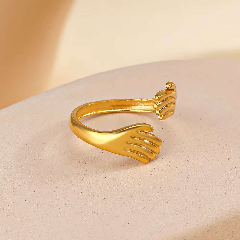 Trendy Hip Hop Stainless Steel Jewelry Personalized Jewelry Titanium Steel Hug Eternity Band Ring