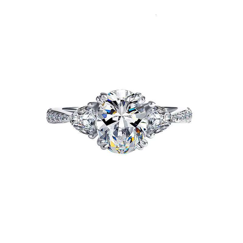 S925 Sterling Silver 2 CT Oval Luxury Moissanite Womens Wedding Engagement Ring Factory Direct Sales