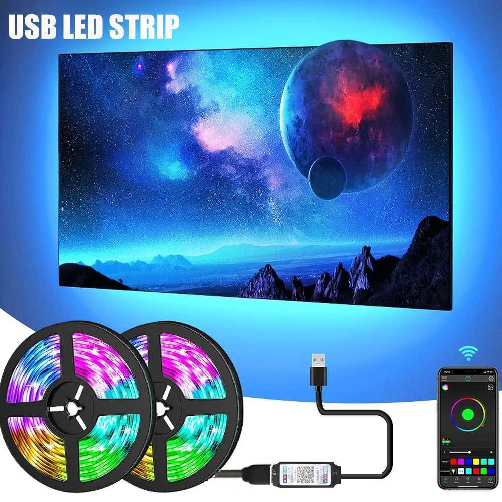 RGB 5050 Led Strip Light Bluetooth App Control 5V USB Led Tape Flexible Ribbon Diode Tape for TV Backlight Room Decoration W251112