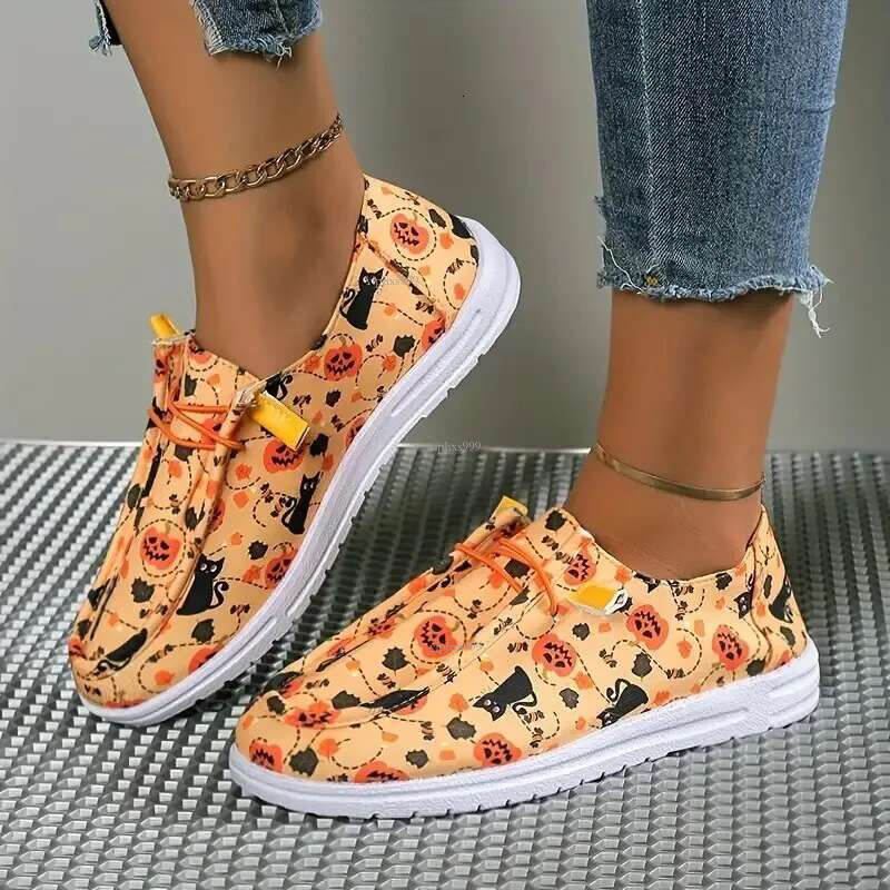 New Free Shipping Designer Shoes 2025 Flat Bottom Printed Canvas Comfortable Round Head Fashion Casual Single Shoes