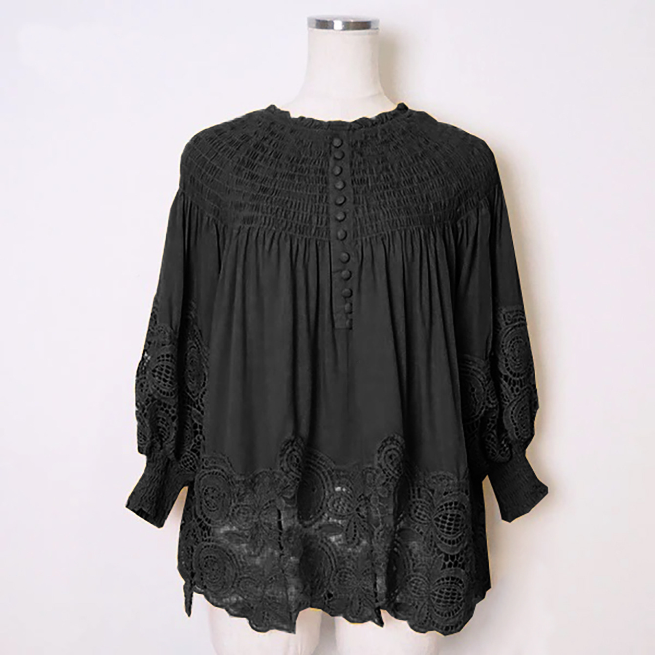 M277 # Indonesian New Top Muslim Women's Hollow Lace Splicing Crimson One Piece Collar Shirt