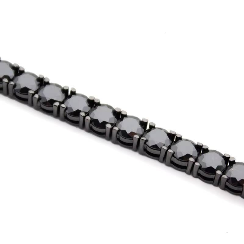 Iced Out Jewelry for Man 925 Sterling Silver Black Moissanite Diamond Tennis Bracelet