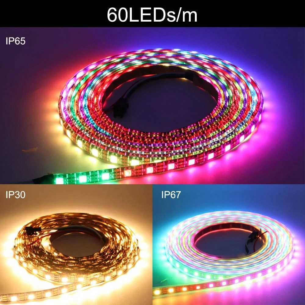 DC5V WS2812B Individually Addressable 5050 RGB Led Strip WS2812 Smart Pixels Led Light Black White PCB Waterproof IP30/65/67 W251112