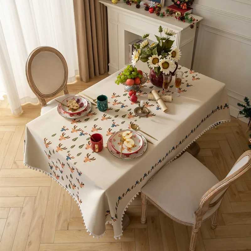 Christmas Christmas Decoration Table Clothyarn-Dyed Jacquard White Ball Decorative Tablecloth Rectangular Coffee Table Cloth Table Cloths Y251113